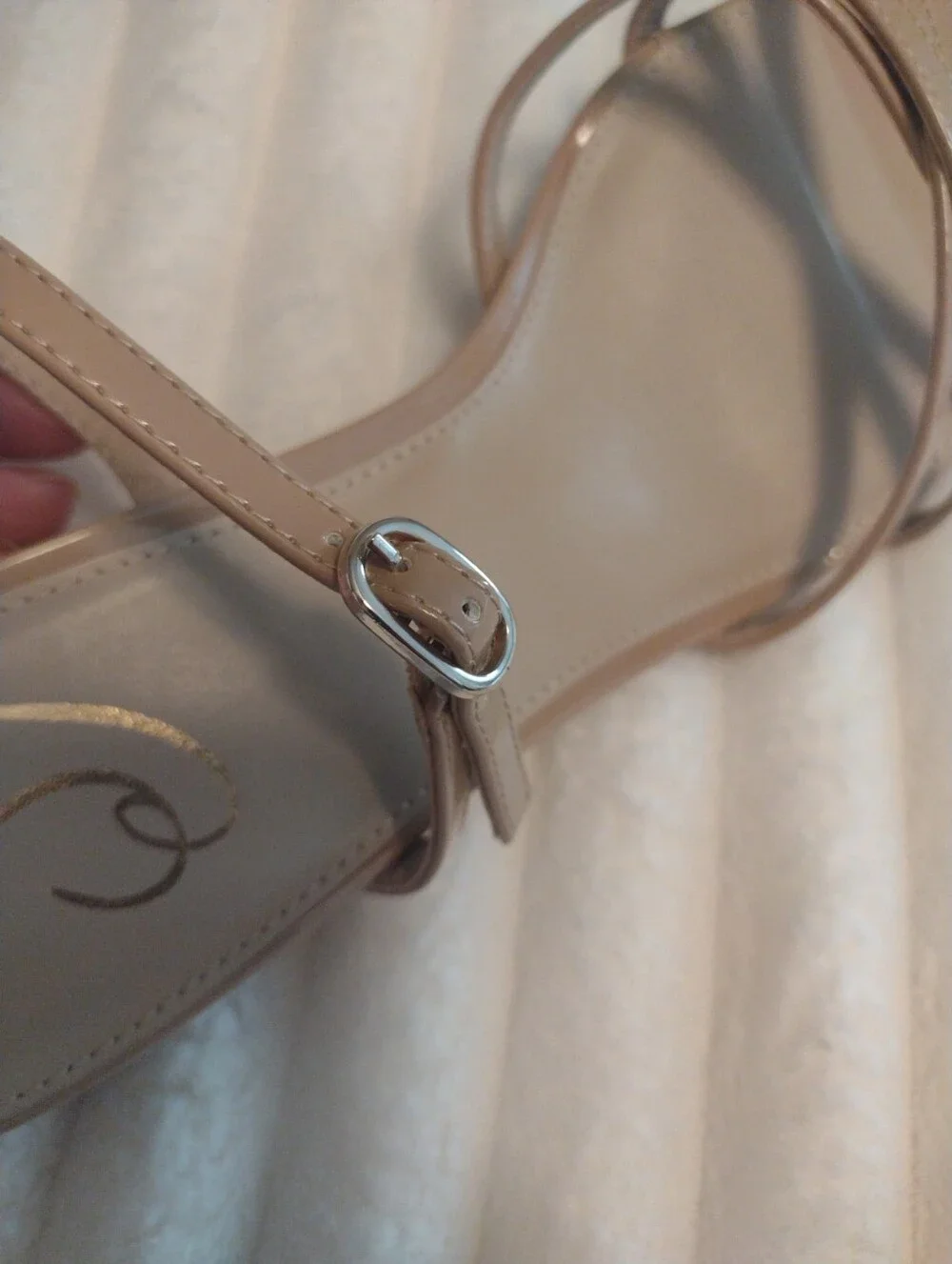 New Sam Edelman Womens 10.5M Rachelle Dress Sandals Nude Beige Block Heel Buckle